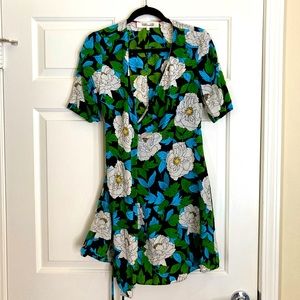 Diane Von Furstenberg Floral Mini Wrap Dress